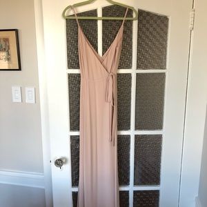 WAYF Angelina Slip Wrap Gown, Champagne